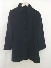 Fshuying ジャケット ステンカラー ベロア生地 コート ブラック【L 