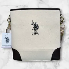 U.S.POLO ASSN.　ロゴ　ショルダーバッグ　レディース　オフホワイト×ブラック