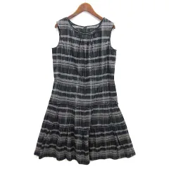 コムサデモード COMME CA DU MODE チェック ノースリーブ ワンピース 膝丈 グレー 9 日本製