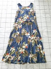 ◇ ⊂ TWO PALMS トゥーパームス アロハ ロング丈 ノースリーブ ワンピース サイズM ネイビー系 レディース E  【1508060006936】