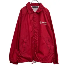 AUBURN SPORT コーチジャケット L レッド バッグプリント スナップボタン バッグプリント 裏起毛 古着卸 アメリカ仕入 a612-8281