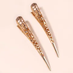 2本セット くちばしクリップ ヘアクリップ ブロンズ メタル 花 フラワー 花柄 コンコルド 髪留め 13cm 金属製 アンティーク レトロ 強力 まとめ髪 ヘアアレンジ シンプル おしゃれ オフィス 仕事 前髪 ロング ダッカール 髪飾り 頑丈 大きめ 上品