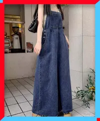新品 スカート レディース サロペット デニムジャンスカ 体型カバー ゆったり オールインワン 四季 サスペンダー 【送料無料】