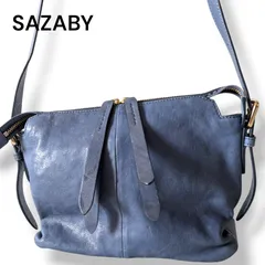 SAZABY　サザビー　ショルダーバッグ　ブルー　レザー　合皮　クロス　斜めがけ