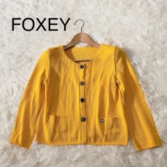 FOXEY フォクシー カーディガン パワーショルダー イエロー-