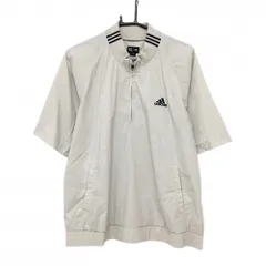 アディダス 半袖ブルゾン ベージュ×黒 ハーフジップ 袖下メッシュ メンズ L/G ゴルフウェア adidas