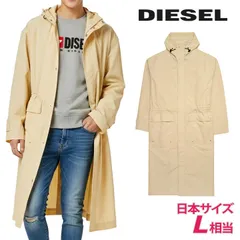 新品・未使用 ディーゼル DIESEL フーデッドロングコート メンズ オーバルDバックロゴ 薄手 ナイロン J-LUI-A