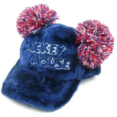 東京ディズニーリゾート ファンキャップ ミッキー ボア ポンポン グッズ レディース ブルー Disney 【中古】