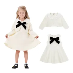 5 Years_ホワイト [Famuka] 子供服 子供フォーマル 入学式 卒園式 女の子 スーツ ボレロ ノースリーブ ワンピース 2点セット パーティー 卒業式 スーツ 発表会 結婚式 小学校 受験 七五三 お呼ばれ (５歳, ホワイト)