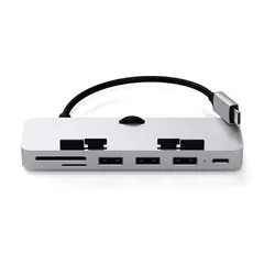 Satechi USB-C クランプハブ (シルバー) (2017/2019/2020 iMac/iMac Pro対応) USB-Cデータ USB-A3.0 Micro/SDリーダー (2021 iMacは非対応) 0