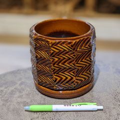 植木鉢 陶器鉢 竹細工の様な 鉢 NO.107