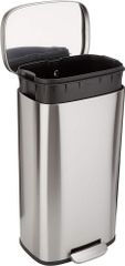 【特価セール】30L(30リットル) ソフトクローズ ゴミ箱 静音 ふた付き ペダル付き スチール製 ベーシック サテンニッケル おしゃれ 長方形