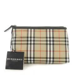 バーバリー ロンドン BURBERRY LONDON ポーチ ノバチェック ナイロン ベージュ ブラウン /AH16 ■GY13