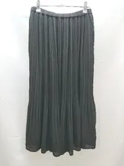◇ LOWRYS FARM ウエストゴム　プリーツ　裏地　シンプル ひざ丈 フレア スカート サイズF ブラック系 レディース E  【1303290023728】