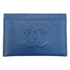 【真贋判定済】CHANEL シャネル ココマーク カードケース ブルー ウォレット B0403J7B86