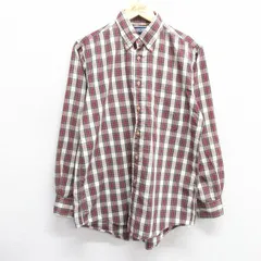 M/古着 ランズエンド 長袖 ブランド シャツ メンズ 90s コットン ボタンダウン エンジ他 チェック 25feb28 中古 トップス