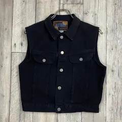 【OLD BILLY BLUES 90s ビリーブルース】米国製 ブラック デニム ベスト ジャケット L