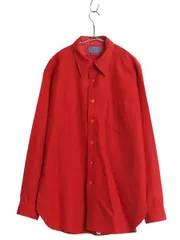 【お得なクーポン配布中!】 70s USA製 ペンドルトン 長袖 ウール シャツ メンズ L / 古着 ヴィンテージ 長袖シャツ カジュアルシャツ 無地 薄手 ポケット付き レッド