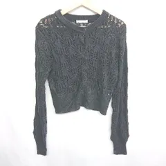 ◇ ehka sopo エヘカソポ 透かし編み カジュアル キレイめ 長袖 ニット カーディガン サイズF ブラック レディース E  【1407020040075】