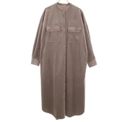 nano universe ナノユニバース 長袖 コーデュロイ バンドカラー シャツワンピース 36 グレー レディース 古着