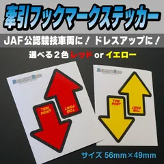 牽引フック ファスナーマーカー ステッカー 56mm×49mm 2枚1シート JAF公認競技 モータースポーツ スポーツ走行 サーキット 耐水・耐候