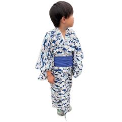 子供用 着物 浴衣 サーフィン 魚 猫 浴衣+襦袢+帯 3点セット 高級感 品質重視 夏着物 浴衣セット