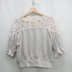 ◇ ⊂ Φ mystic ミスティック 五分袖 ブラウス サイズF グレー系 レディース E  【1501160033963】