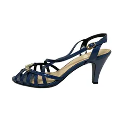 23区(ニジュウサンク) サンダル 24 レディース - ネイビー ビーズ/ビジュー レザー