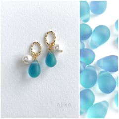 天然石☆極上ジェムシリカ×ザンビア産エメラルドのシャワーピアス14kgf 天然石☆極上ジェムシリカ×ザンビア産エメラルドのシャワーピアス14kgf