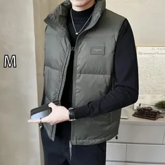 [M]秋冬 コーデ メンズ  服 シンプル ファッション オシャレ 大人 かっこいい 大きいサイズ ストリート 紳士服 ダウン ベスト ジャケット スタンドカラー 暖かい アウター