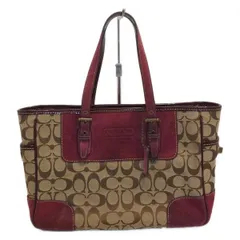 COACH(コーチ) トートバッグ シグネチャースモールギャラリートート 1443 カーキ×ボルドー レザー