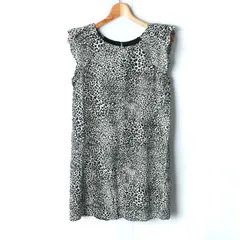 ザラベーシック ワンピース ノースリーブ フリル レオパード柄 ミニ丈 レディース Sサイズ ベージュ ブラック ZARA BASIC 【中古】