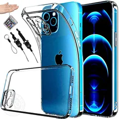 GTO ストラップ2種＆ストラップホール付スマートフォンケース TPU ストラップホール付属 ハンドストラップ＆ネックストラップ付 超薄型全面保護 TPUソフトシリコン( iPhone 12 Pro)