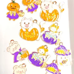 ハロウィンチャーム 5ペア 10個入り ネコ カボチャ クマ 他のサムネイル