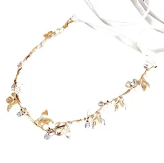 【特価】【J's select】ゴールド リーフ ウェディング 結婚式 ブライダル 花嫁 ヘッドドレス カチューシャ 髪飾り ピアス イヤリング セット