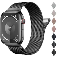[OULUOQI] アップルウォッチ用のバンド コンパチブル 49mm 46mm 45mm 44mm 42mm 41mm 40mm 38mm ステンレス ベルト 長さ調節 男女兼用 マグネット 留め金 メッシュ 通気 Watch Series Ultra/