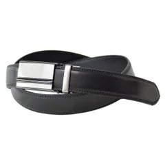 オートロックベルト《4メタルラインブラック無地》 新品 未使用牛革 本革 レザー 穴なし カット可能 ビジネスベルト 【C7T】【メール便3】 ファッション