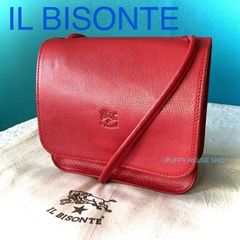 高級感漂う赤の本革】ILBISONTE ショルダーバッグ レッド 筒型バイソン 