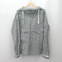 ◇ ⊇ IDW チェック柄 長袖 フード付きチェック柄シャツ サイズL ブラック ホワイト系 レディース E  【1507250009269】