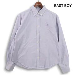 EAST BOY イーストボーイ 通年 刺繍♪ 長袖 ボタンダウン スクール シャツ Sz.13　レディース 女子 学生 通学 大きいサイズ