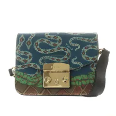フルラ FURLA メトロポリス ショルダーバッグ ポシェット レザー 青 ブルー 緑 グリーン 茶 ブラウン /AN3