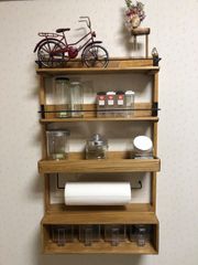 キッチンラック　スパイスラック　キッチンペーパーホルダー付き