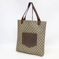 458)グッチ GUCCI オールドグッチ シェリーライン トートバッグ GG柄  茶