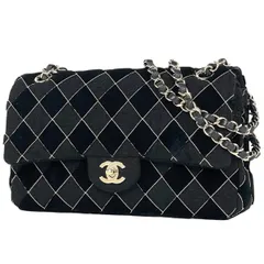 シャネル CHANEL マトラッセ Wフラップ チェーン ショルダーバッグ ココマーク ショルダーバッグ ファブリック ブラック レディース 【中古】