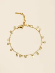 ジュエリー レディース ブレスレット チェーン 1個 ボヘミアン メタルディスクタッセルブレスレット、女性の日常着用に適しています(ブレスレットの長さに基づいたランダムディスク数)