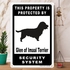 雑貨【Glen of Imaal Terrierr/グレン・オブ・イマール・テリア】  Dog ドッグ  犬    メタルポスタ―　Security  セキュリティー 警告  ヤードサイン メタルプレート  ブリキ看板  -145