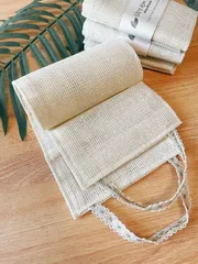 【新品】 ボディタオル　２枚セット　角質除去 　麻　天然素材　敏感肌　バスグッズ　アメニティ　ベビィータオル