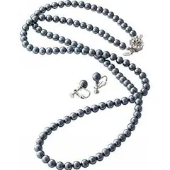 【新品・2営業日で発送】ドゥーナイスクラップ　泉州産貝パール２点セット（ロングタイプ）　グレー　 ４６５－０５４７－２４