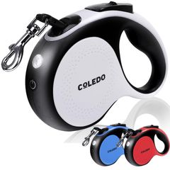 【大人気！】COLEDO 犬 リード 伸縮 【 LED ライト付き 】 USB 充電式 5m 小型犬 中型犬 大型犬 [ 長さ : 5メートル 荷重 : 30kg ] (ホワイト)