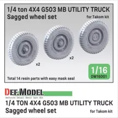【中古】プラモデル 1/16 WII アメリカ 1/4トン 4x4 G503 MBユーティリティトラック 自重変形タイヤセット(タコム用) ディティールアップパーツ [DW16001]